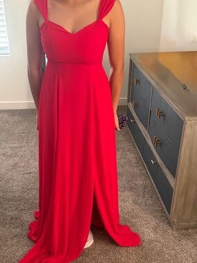 Red Formal Evening Dress with Sweetheart Neckline